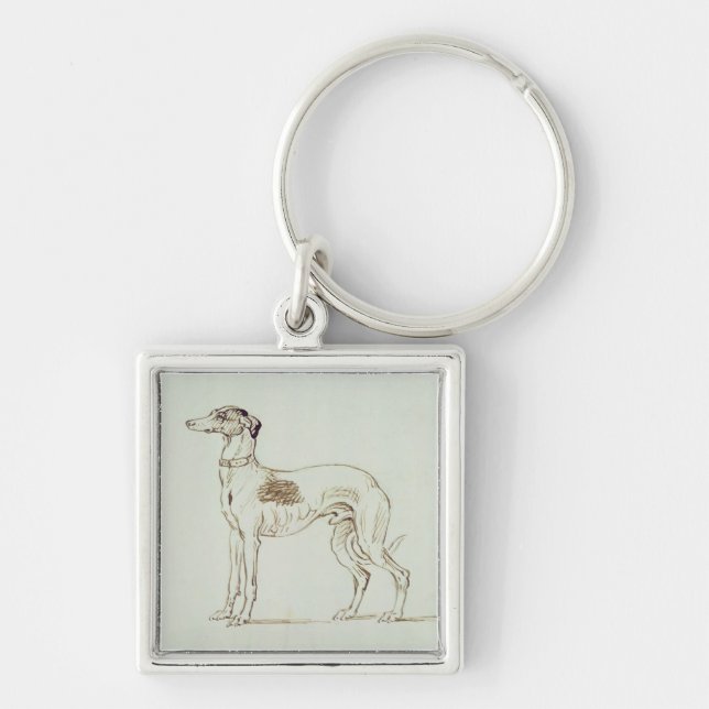 A Greyhound, Facing Left (pen & ink on paper) Key Ring (Front)