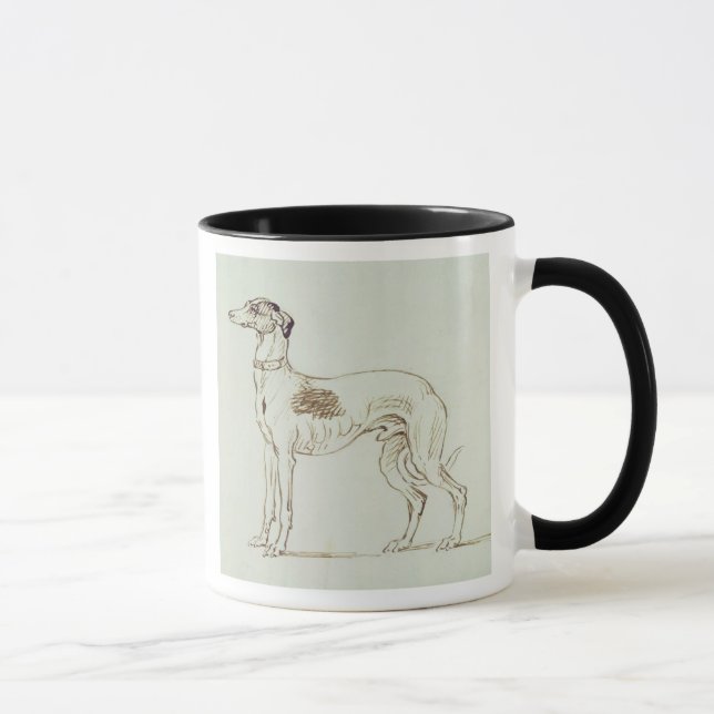 A Greyhound, Facing Left (pen & ink on paper) Mug (Right)