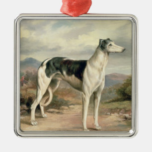 A Greyhound in a hilly landscape Metal Tree Decoration