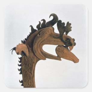 A griffin holding a deer in its beak square sticker