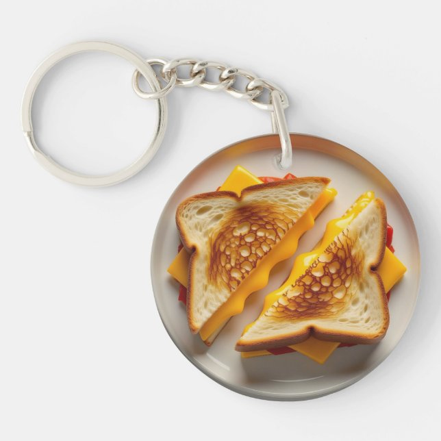 A Grilled Cheese Sandwich on a Plate Key Ring (Front)