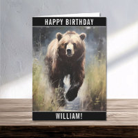 A Grizzly Bear Happy Birthday Name