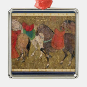A Groom with Horses Metal Ornament