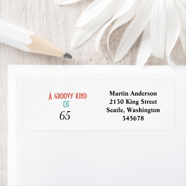 A groovy kind of 65 return address label (Insitu)