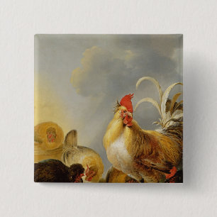 A Group of Farmyard Fowl, 1643 15 Cm Square Badge