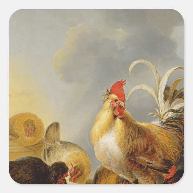 A Group of Farmyard Fowl, 1643 Square Sticker (Front)