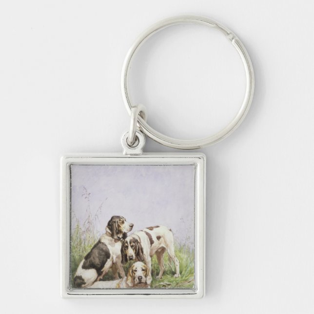 A Group of French Hounds Key Ring (Front)