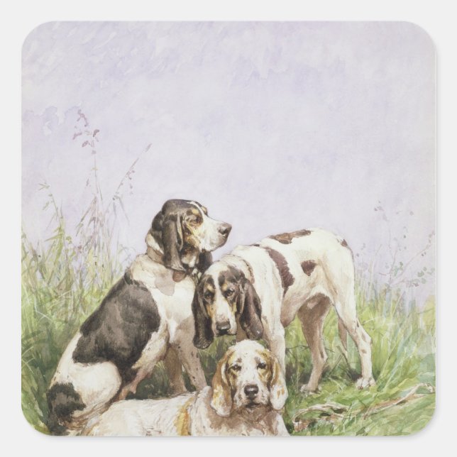 A Group of French Hounds Square Sticker (Front)