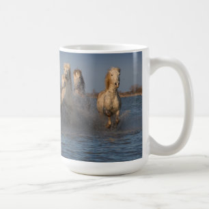 A Group Of White Horses In The Camargue Region Coffee Mug