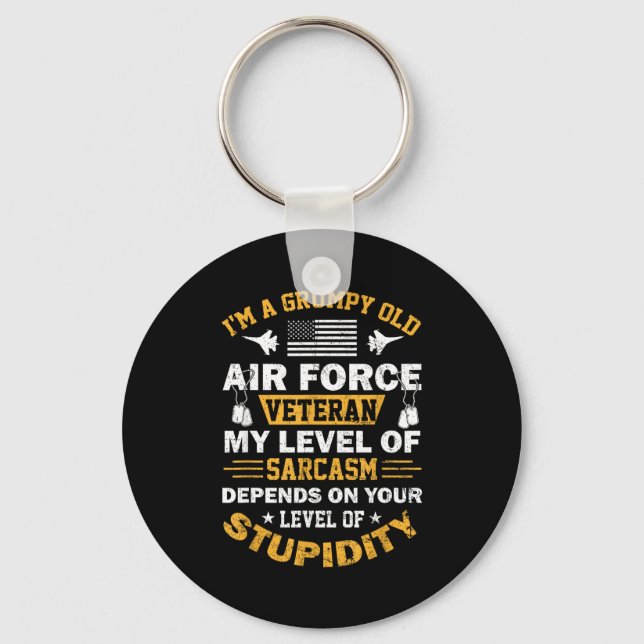 A grumpy old air force veteran retired airman key ring (Front)