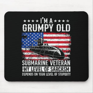 A Grumpy Old Submarine Veteran Flag USA Submariner Mouse Pad