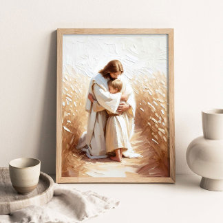 A Guiding Saviour, Christian Art, Jesus Hugging Bo Poster