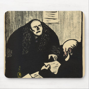 A guilty suspect tries to raise a question mouse pad