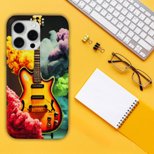 A Guitar Surrounded In Colourful Smoke iPhone 15 Pro Max Case