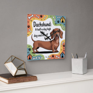 A Half-a-dog High And A Dog-and-a-half Long Square Wall Clock
