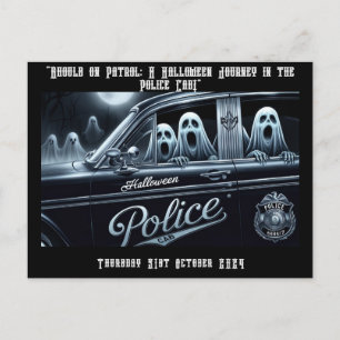  A Halloween Journey in the Police cab Holiday Postcard