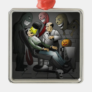 A Halloween night at the dentist Metal Ornament