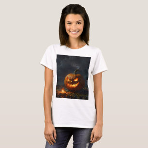 a halloween pumpkin with a scary face on it T-Shirt