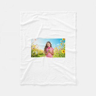 a hand towel with a girl in it fleece blanket