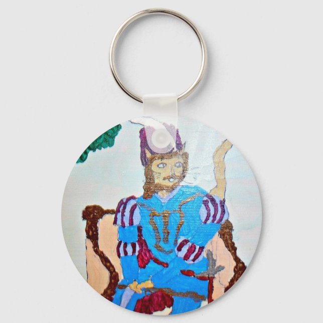 A handsome gentleman cat key ring (Front)