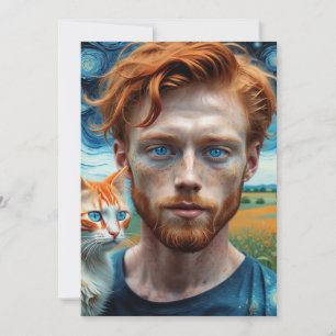 A handsome young man, with natural red hai thank you card