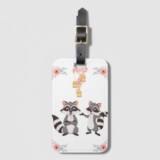 A happy and playful mood, just like the raccoons. luggage tag