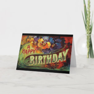 A Happy Birthday Vintage Painted Card