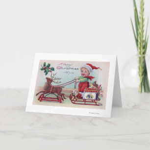A Happy Christmas to YouBoy on a Sleigh Holiday Card