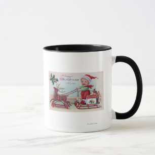 A Happy Christmas to YouBoy on a Sleigh Mug
