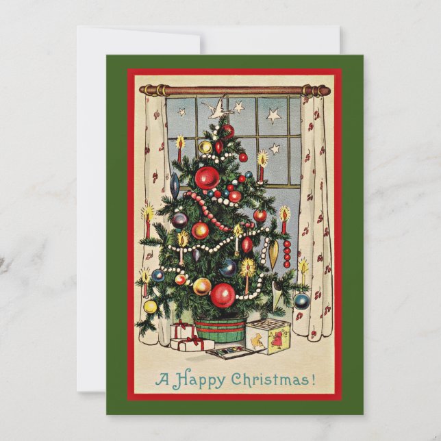 A Happy Christmas, vintage illustration, Card (Front)