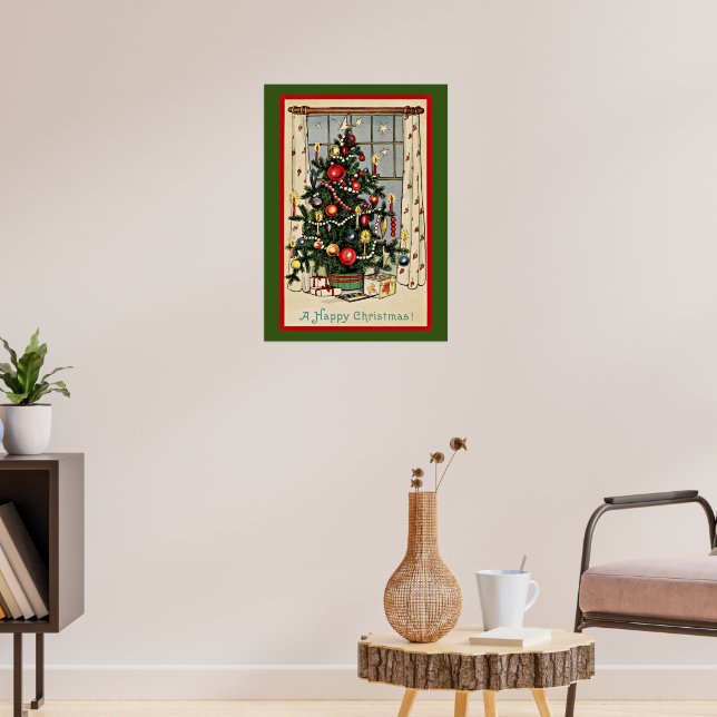 A Happy Christmas, vintage illustration, Poster (Living Room 3)