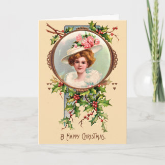 A Happy Christmas - Young Lady 1880s Holiday Card