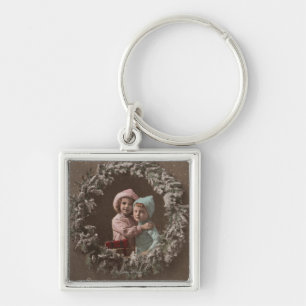 A Happy ChristmasLittle Kids Hugging Key Ring