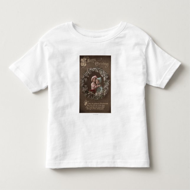 A Happy ChristmasLittle Kids Hugging Toddler T-Shirt (Front)