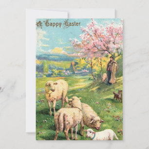 A Happy Easter lambs greeting card