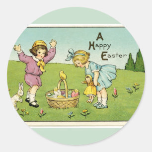 A Happy Easter Light Green Round Sticker