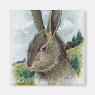 A Happy EastertideGray Rabbit Scene Magnet