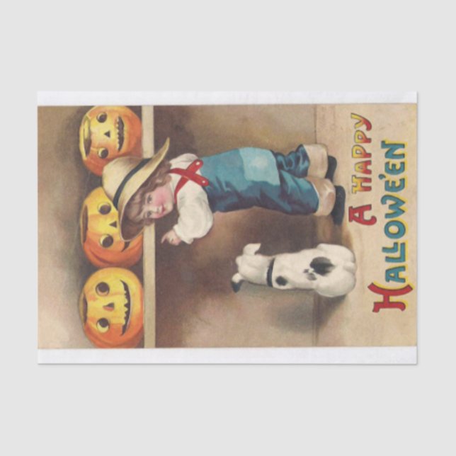 A Happy Halloween by Ellen Clapsaddle Tissue Paper (Front)