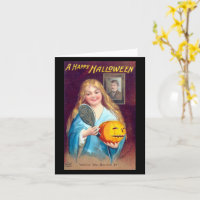 A Happy Halloween Girl Brushing Hair Vintage