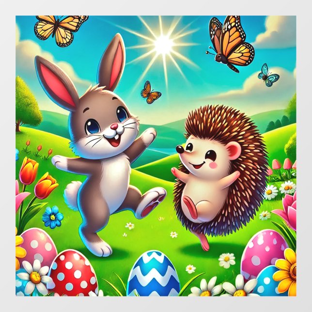 A happy hare and hedgehog (Sheet)