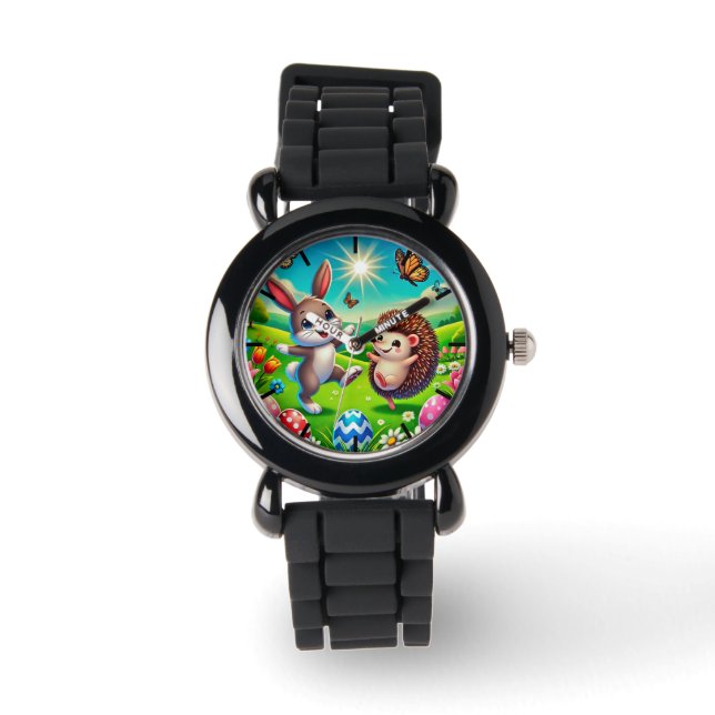 A happy hare and hedgehog watch (Front)