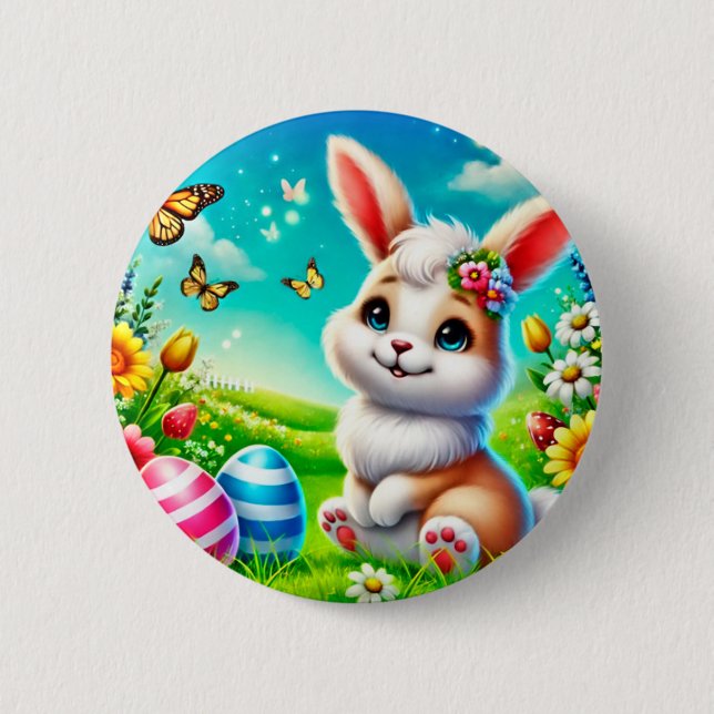 A happy haven 6 cm round badge (Front)