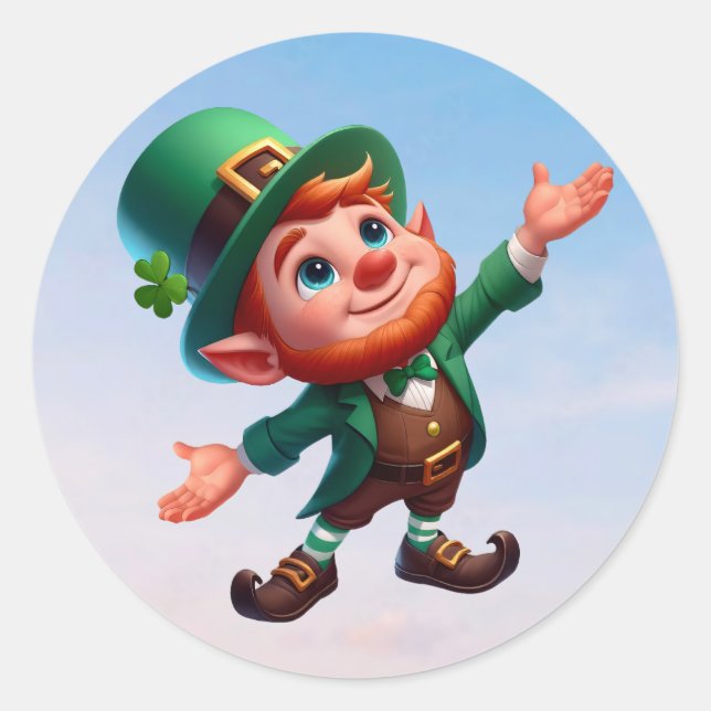 A happy little leprechaun on St. Patrick's day Classic Round Sticker (Front)