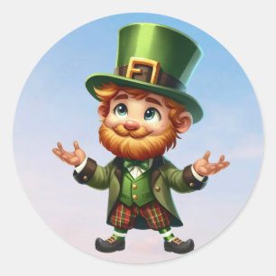 A happy little leprechaun on St. Patrick's day Classic Round Sticker
