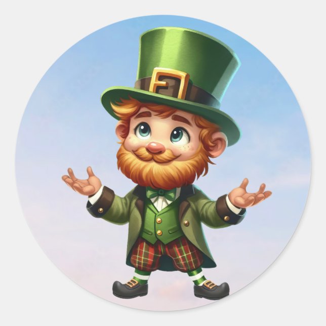 A happy little leprechaun on St. Patrick's day Classic Round Sticker (Front)
