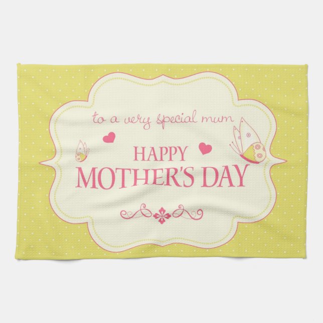 A Happy Mother's Day Greeting Card Tea Towel (Horizontal)