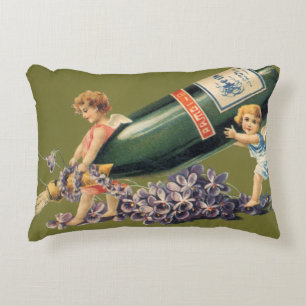 A Happy New Year, Vintage Angels with Champagne Decorative Cushion