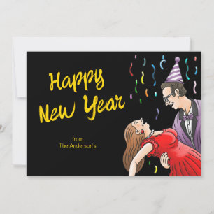 A happy New Year's dance Holiday Card