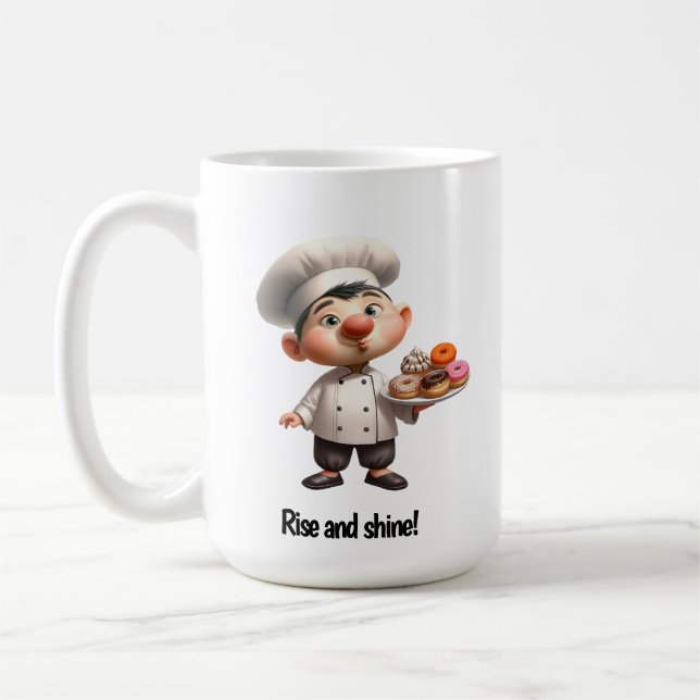 A Happy Pastry Chef Posing for the Camera Coffee Mug (Left)