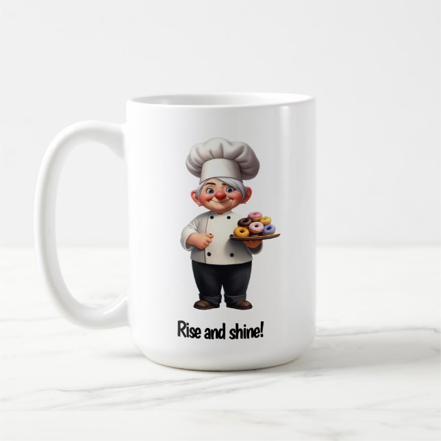 A Happy Pastry Chef Posing for the Camera Coffee Mug (Left)